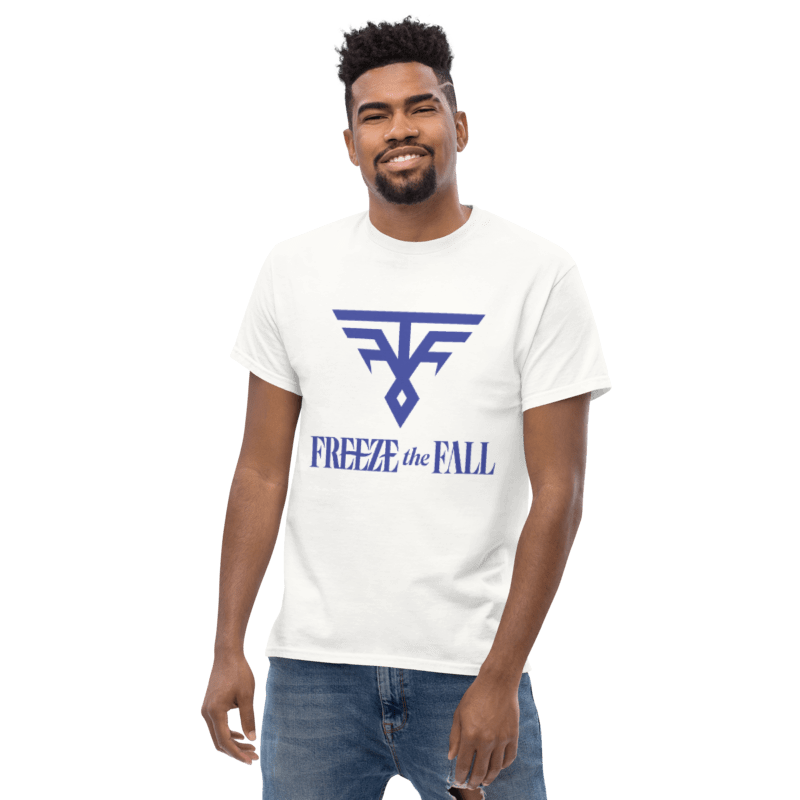 White T-Shirt - Dark Blue Logo