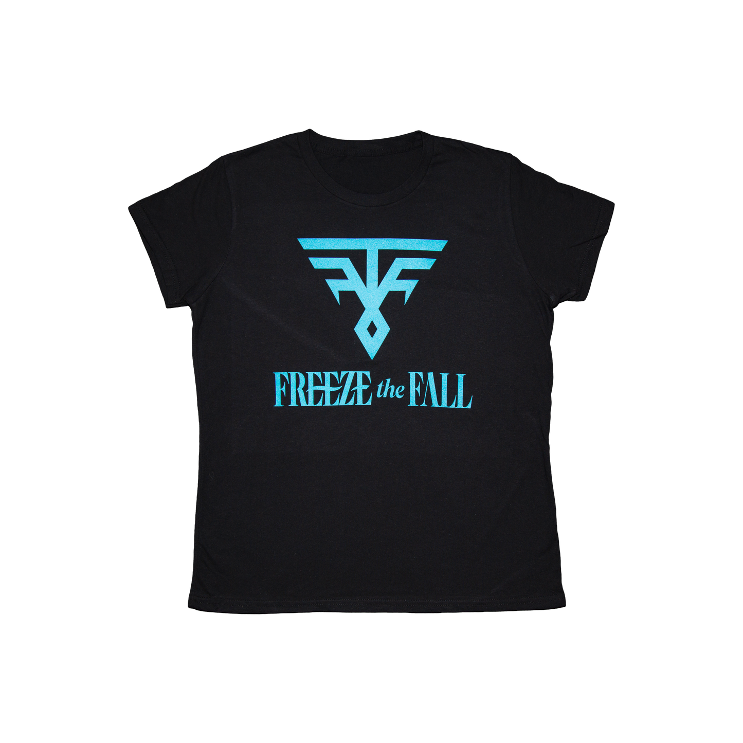 Ladies Black T-Shirt - Light Blue Logo