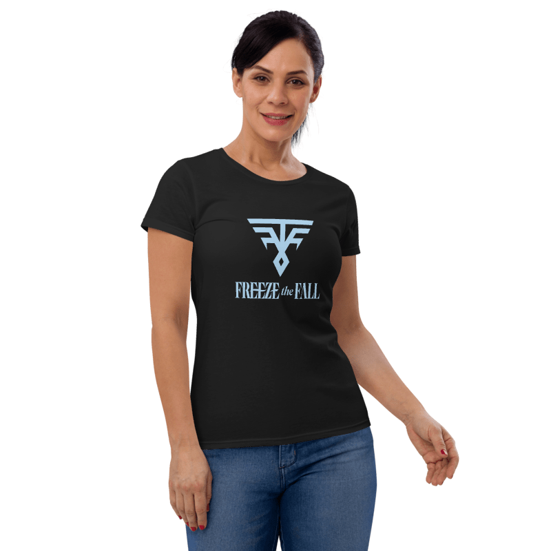 Ladies Black T-Shirt - Light Blue Logo