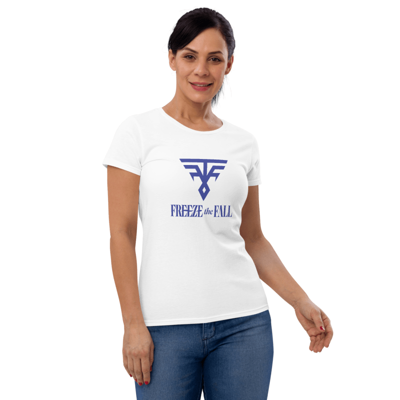 Ladies White T-Shirt - Dark Blue Logo
